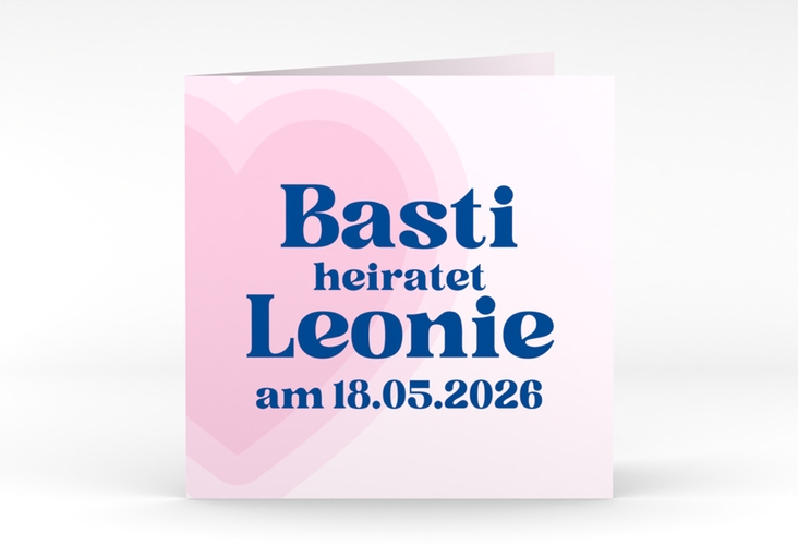 Hochzeitseinladung Retroherz quadr. Klappkarte