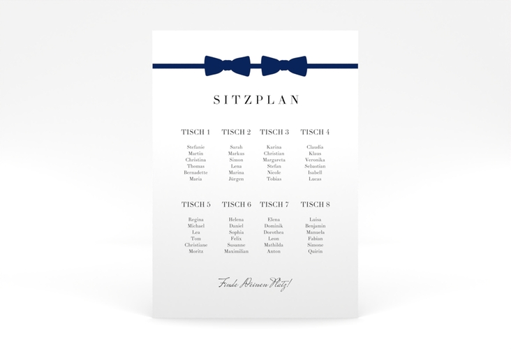 Sitzplan Poster Hochzeit Suits 50 x 70 cm Poster blau