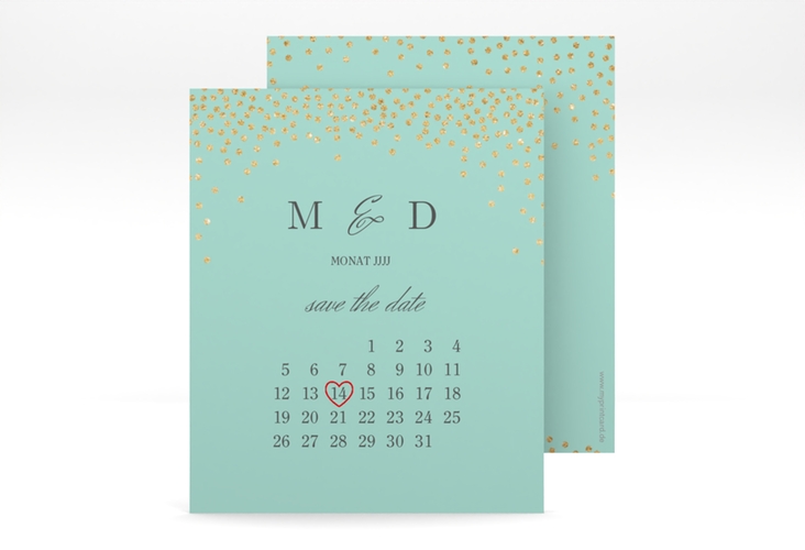 Save the Date-Kalenderblatt Glitter Kalenderblatt-Karte mint