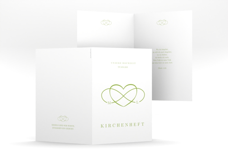 Kirchenheft Hochzeit Infinity A5 Klappkarte hoch gruen