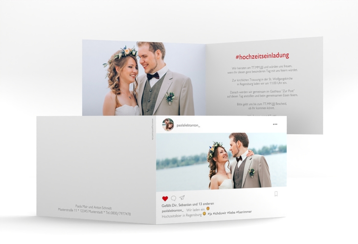 Hochzeitseinladung Posting A6 Klappkarte quer