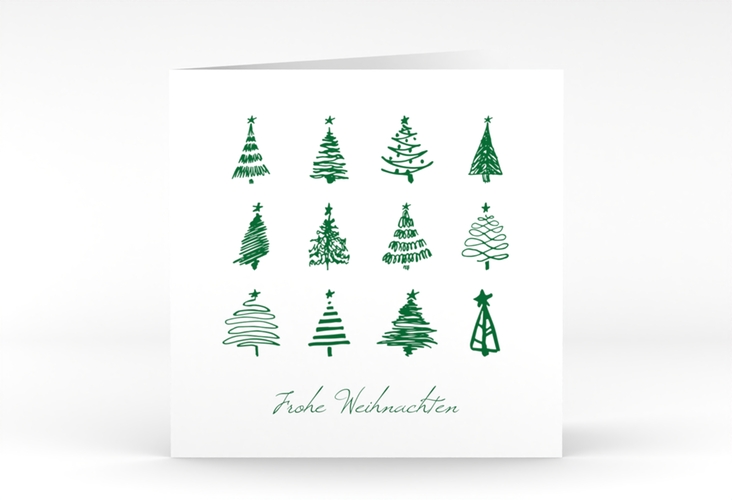 Geschäftliche Weihnachtskarte Weihnachtshain quadr. Klappkarte mit Tannenbaum-Scribbles