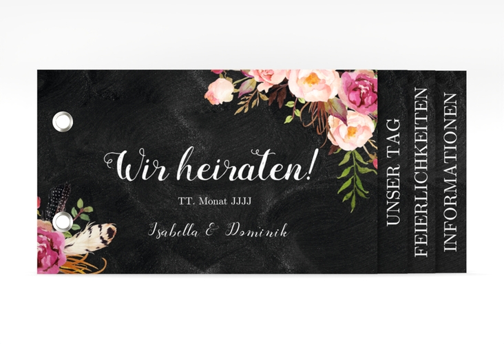 Hochzeitseinladung Flowers Booklet mit bunten Aquarell-Blumen