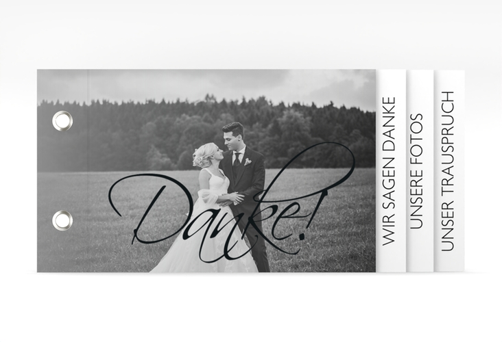 Danksagungskarte Hochzeit Clarity Booklet schwarz