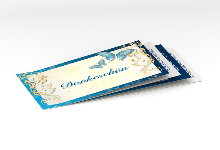 Danksagungskarte Hochzeit Toulouse Booklet blau