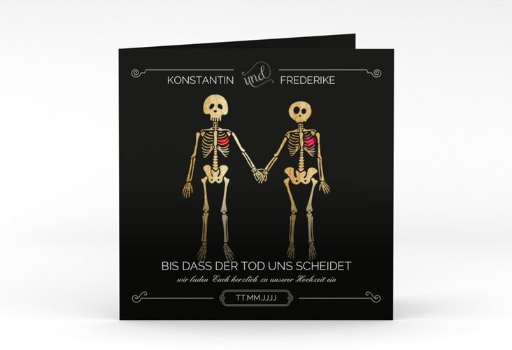 Hochzeitseinladung Bones quadr. Klappkarte