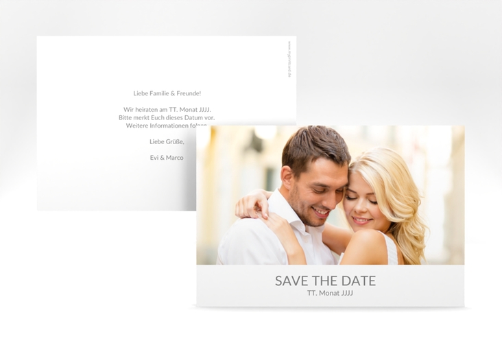 Save the Date-Karte Hochzeit Vista A6 Karte quer weiss hochglanz