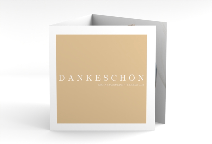 Dankeskarte Hochzeit Simply quadr. Doppel-Klappkarte beige