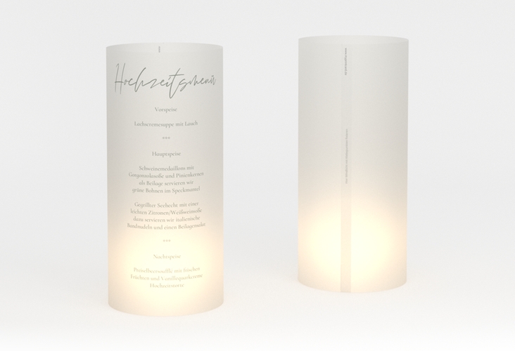 Windlicht Menü Hochzeit Day Windlicht weiss mit Datum im minimalistischen Design