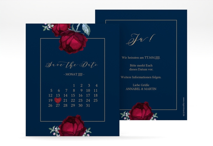 Save the Date-Kalenderblatt Peonies Kalenderblatt-Karte elegant mit Pfingstrosen