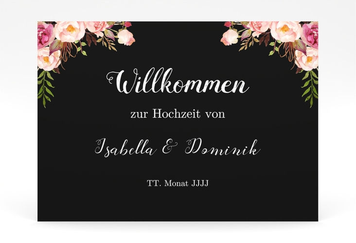 Willkommensschild Poster Flowers 70 x 50 cm Poster mit bunten Aquarell-Blumen