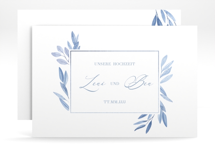 Save the Date-Karte Classicblue A6 Karte quer weiss