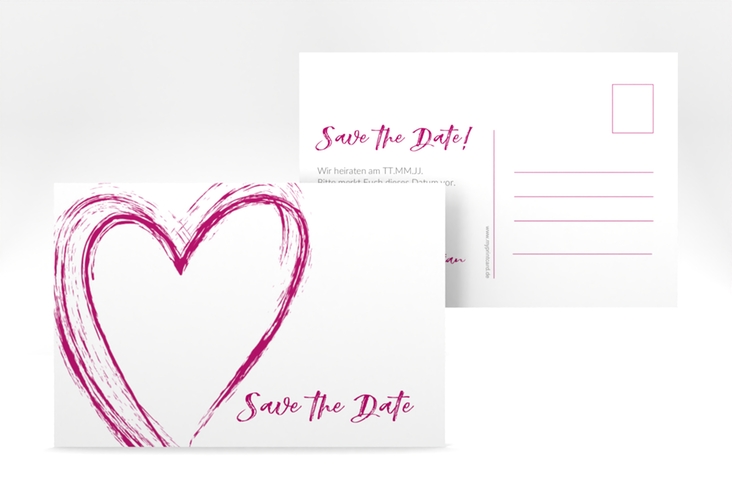 Save the Date-Postkarte Liebe A6 Postkarte pink hochglanz