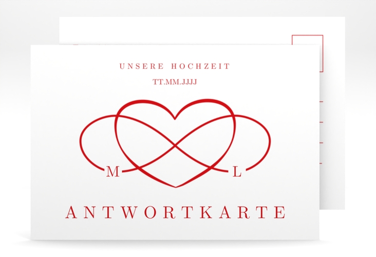 Antwortkarte Hochzeit Infinity A6 Postkarte rot