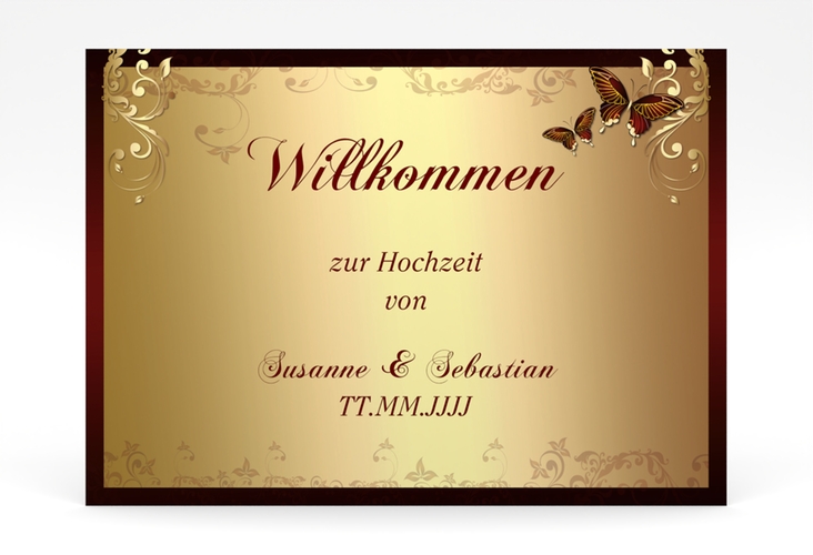 Willkommensschild Poster Toulouse 70 x 50 cm Poster rot romantisch mit Schmetterlingen