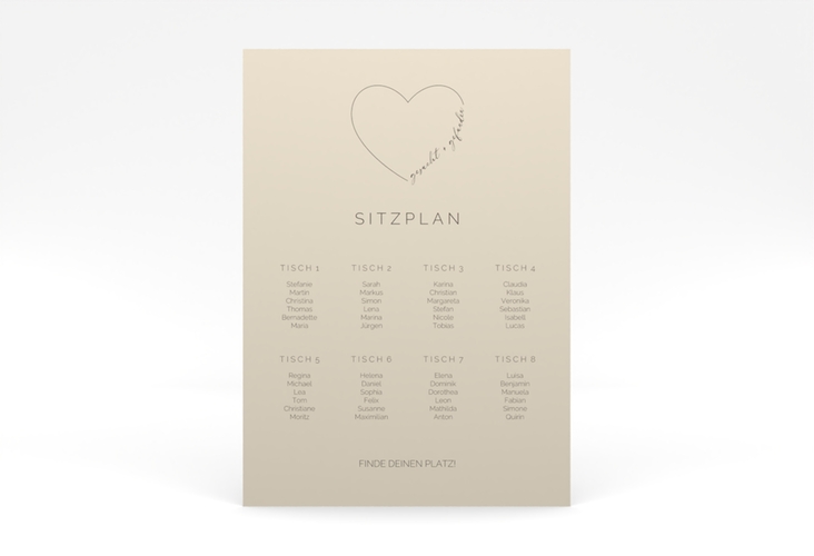 Sitzplan Poster Hochzeit Lebenstraum 50 x 70 cm Poster beige