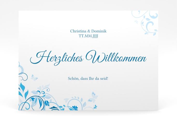 Willkommensschild Poster Lilly 70 x 50 cm Poster blau