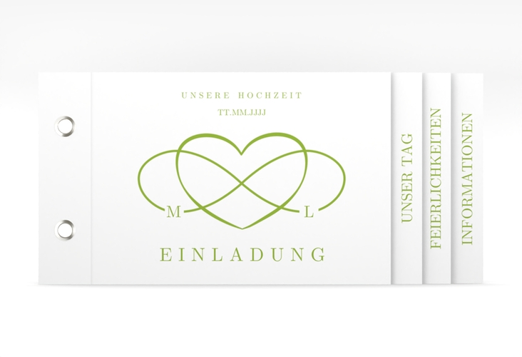 Hochzeitseinladung Infinity Booklet gruen