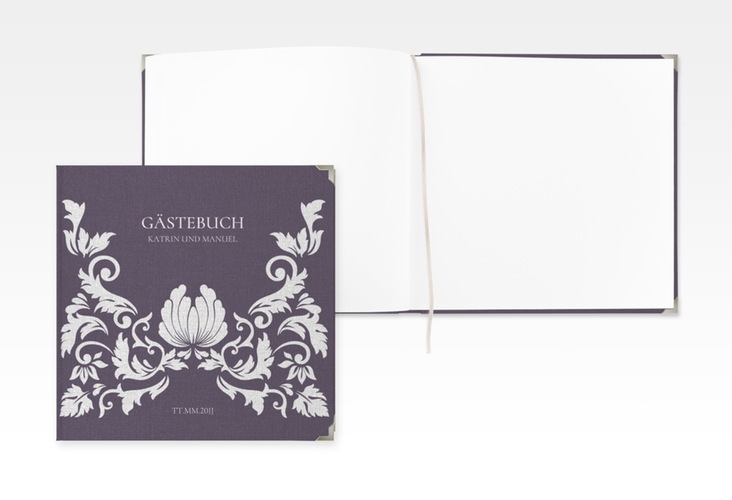 Gästebuch Selection Hochzeit Royal Leinen-Hardcover lila mit barockem Blumen-Ornament