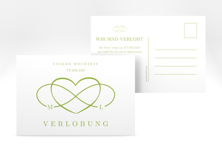 Verlobungskarte Hochzeit Infinity A6 Postkarte gruen