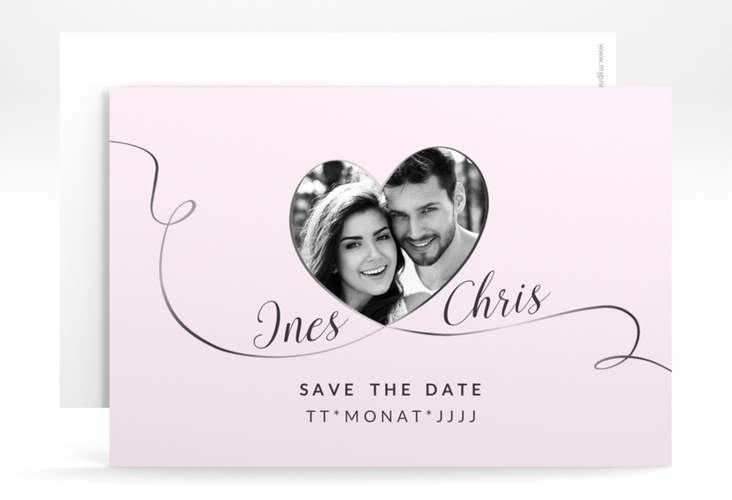 Save the Date-Karte Hochzeit Dolce A6 Karte quer rosa