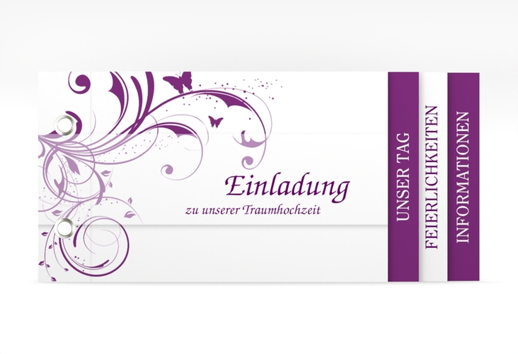 Hochzeitseinladung Palma Booklet lila