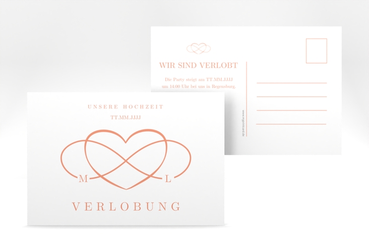 Verlobungskarte Hochzeit Infinity A6 Postkarte apricot