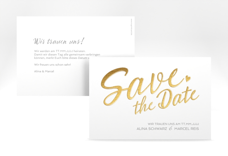 Save the Date-Karte Glam A6 Karte quer weiss