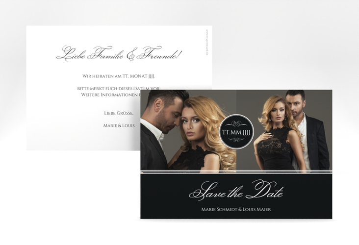 Save the Date-Karte Elegancy A6 Karte quer schwarz