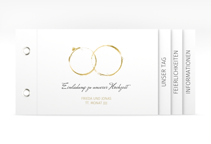 Hochzeitseinladung Trauringe Booklet minimalistisch gestaltet mit zwei Eheringen