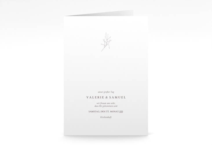 Kirchenheft Hochzeit Ivy A5 Klappkarte hoch weiss hochglanz minimalistisch mit kleiner botanischer Illustration