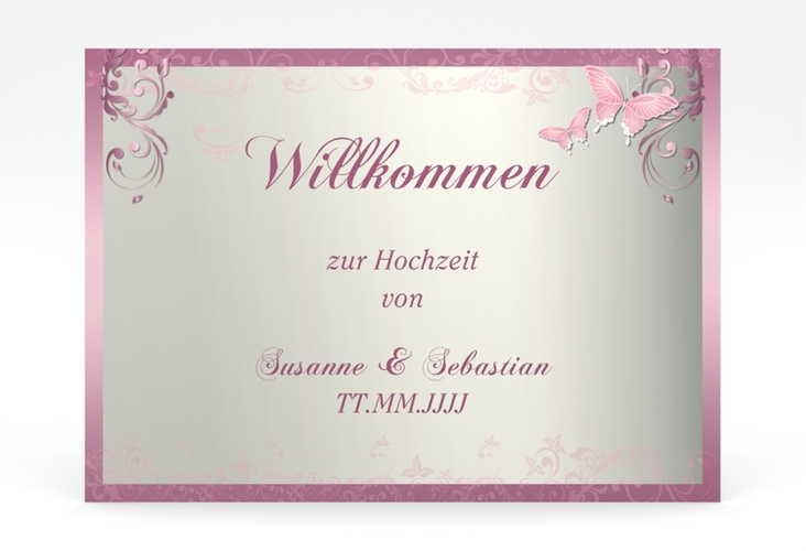 Willkommensschild Poster Toulouse 70 x 50 cm Poster rosa romantisch mit Schmetterlingen