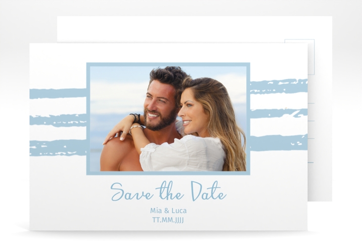 Save the Date-Postkarte Mare A6 Postkarte blau