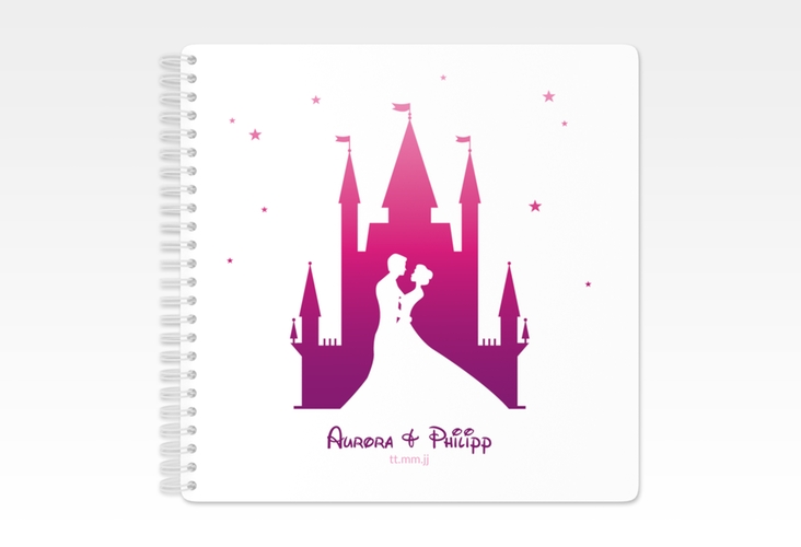 Gästebuch Hochzeit Castle Ringbindung pink