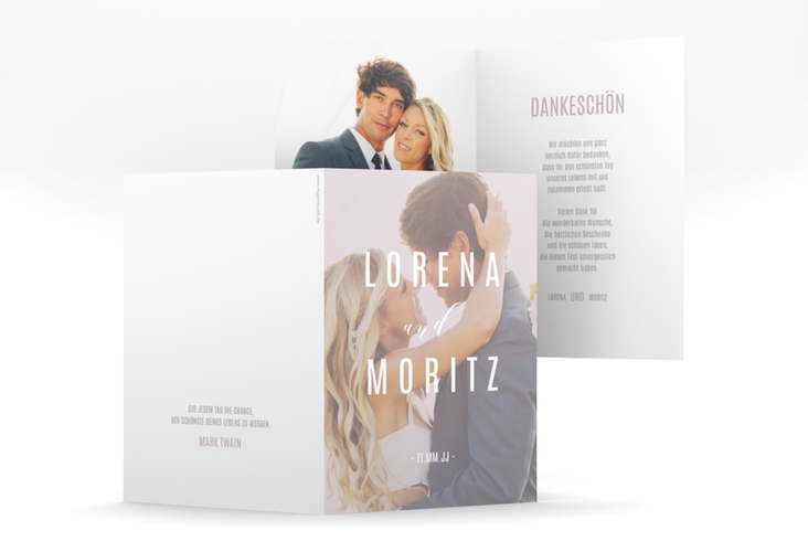 Danksagungskarte Hochzeit Memory A6 Klappkarte hoch grau