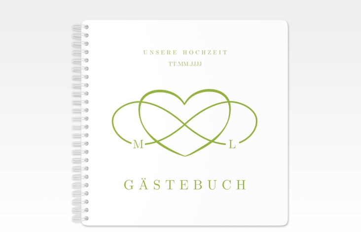 Gästebuch Hochzeit Infinity Ringbindung gruen