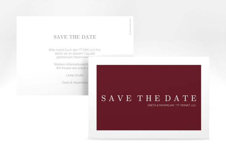 Save the Date-Karte Simply A6 Karte quer rot hochglanz