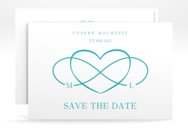 Save the Date-Karte Infinity A6 Karte quer tuerkis