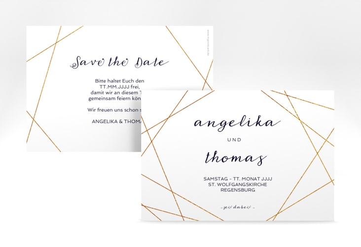 Save the Date-Karte Asymmetry A6 Karte quer weiss hochglanz