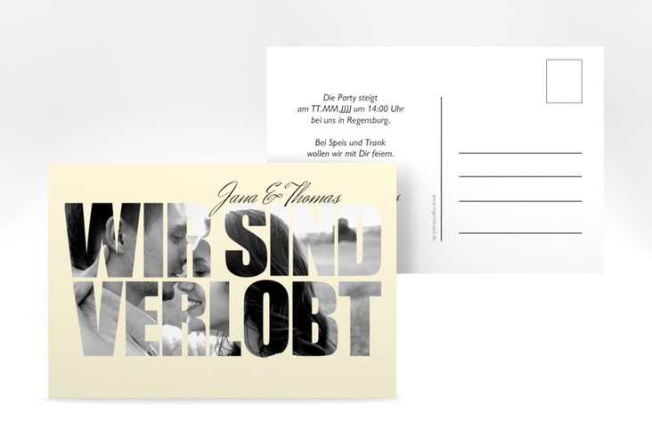 Verlobungskarte Hochzeit Letters A6 Postkarte beige