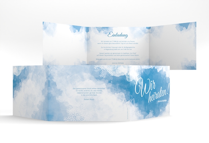 Hochzeitseinladung Frozen A6 Doppel-Klappkarte mit Winter-Design