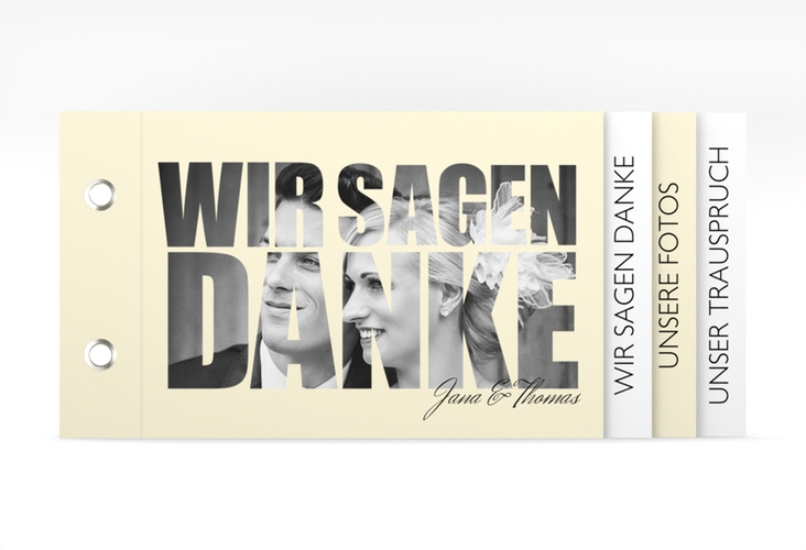 Danksagungskarte Hochzeit Letters Booklet beige