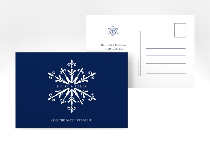 Save the Date-Postkarte Crystal A6 Postkarte hochglanz mit Eiskristall