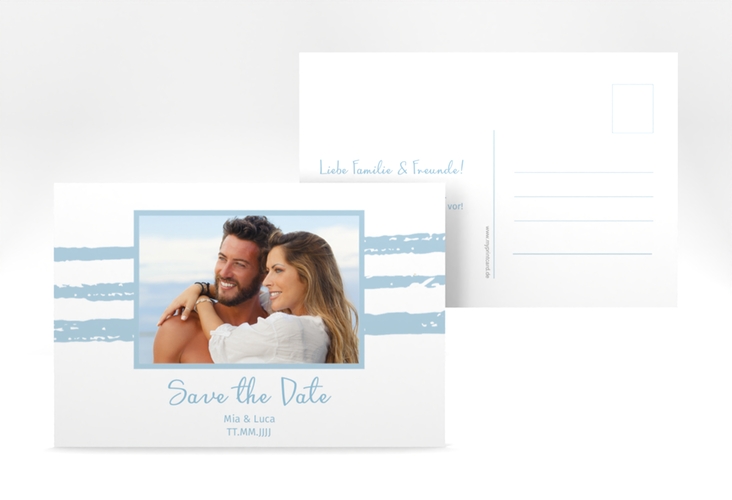 Save the Date-Postkarte Mare A6 Postkarte blau