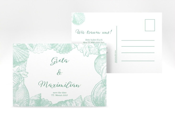 Save the Date-Postkarte Muschelreich A6 Postkarte mint