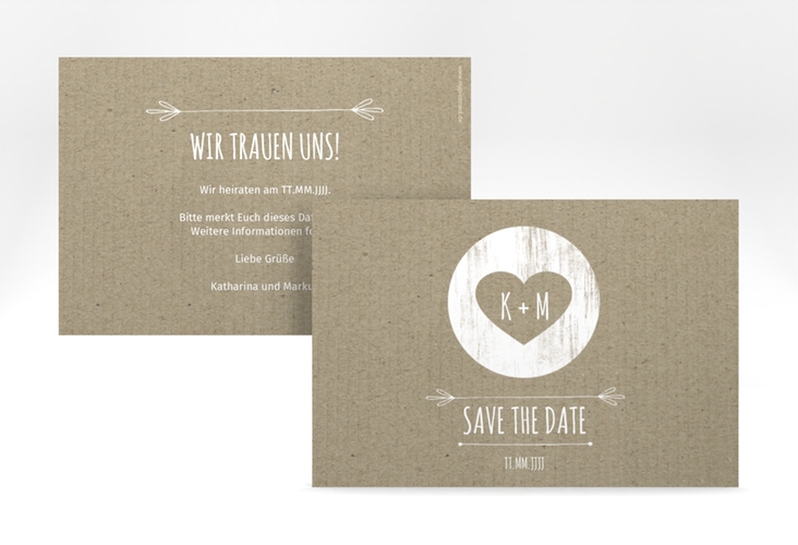 Save the Date-Karte Shabby A6 Karte quer Kraftpapier