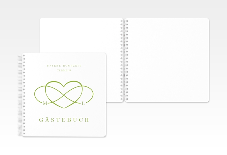 Gästebuch Hochzeit Infinity Ringbindung gruen