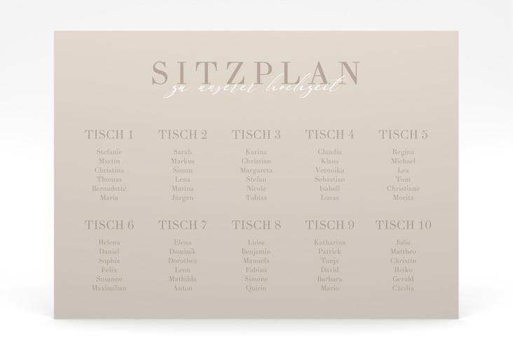 Sitzplan Poster Hochzeit Moment 70 x 50 cm Poster beige