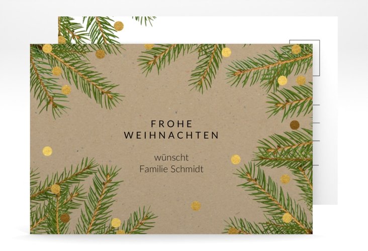 Weihnachtskarte Advent A6 Postkarte Kraftpapier hochglanz