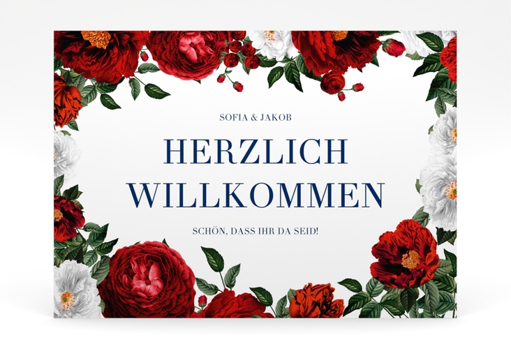 Willkommensschild Poster Florista 70 x 50 cm Poster weiss